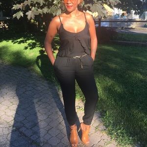 Black Romper with Belt